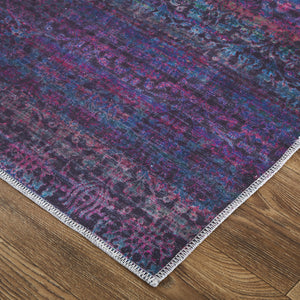 Homeroots 8' X 10' Blue And Purple Striped Power Loom Area Rug  Polyester 515233