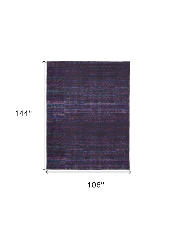Homeroots 9' X 12' Blue And Purple Striped Power Loom Area Rug  Polyester 515234