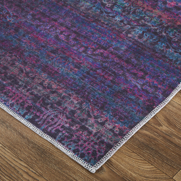 Homeroots 9' X 12' Blue And Purple Striped Power Loom Area Rug  Polyester 515234