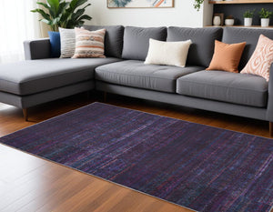 Homeroots 9' X 12' Blue And Purple Striped Power Loom Area Rug  Polyester 515234