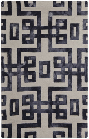 Homeroots 4' X 6' Ivory And Black Wool Tufted Handmade Area Rug  Wool 515241