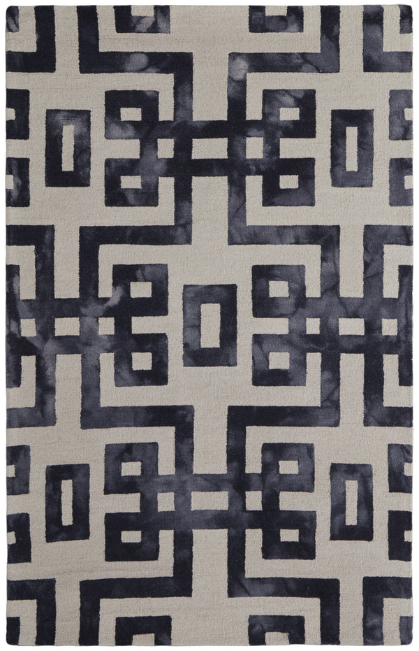 Homeroots 4' X 6' Ivory And Black Wool Tufted Handmade Area Rug  Wool 515241