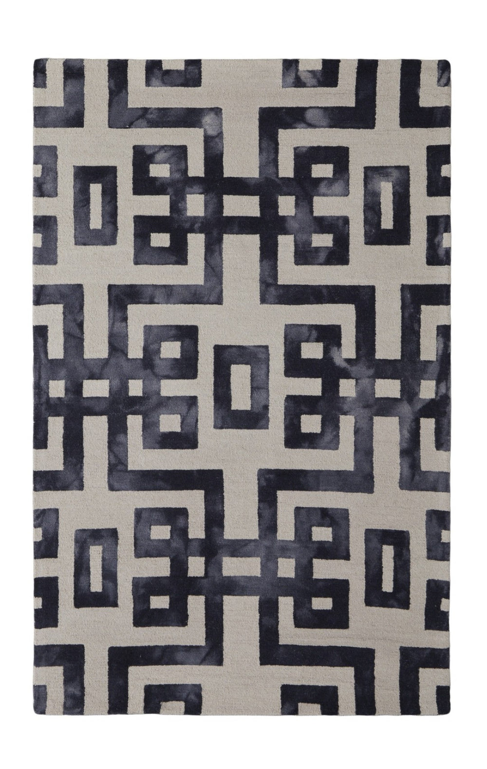 HomeRoots 10' Hand-Tufted Wool Area Rug - Bold Black and Ivory Geometric Design for Modern Living Spaces 5' X 8' 515242