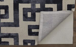 Homeroots 8' X 11' Ivory And Black Wool Tufted Handmade Area Rug  Wool 515243