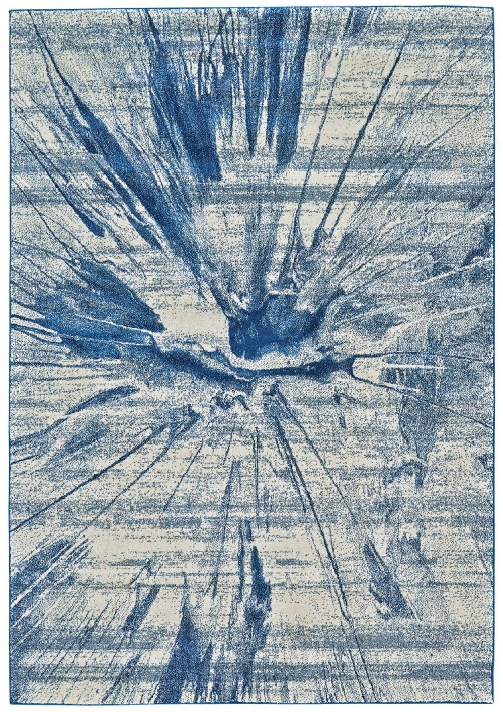 HomeRoots 7' Blue and Ivory Abstract Area Rug for Modern Comfort, Durable, Kid and Pet Friendly, Easy Care 7' X 10' 515251