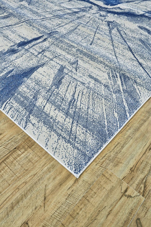 HomeRoots 7' Blue and Ivory Abstract Area Rug for Modern Comfort, Durable, Kid and Pet Friendly, Easy Care 7' X 10' 515251