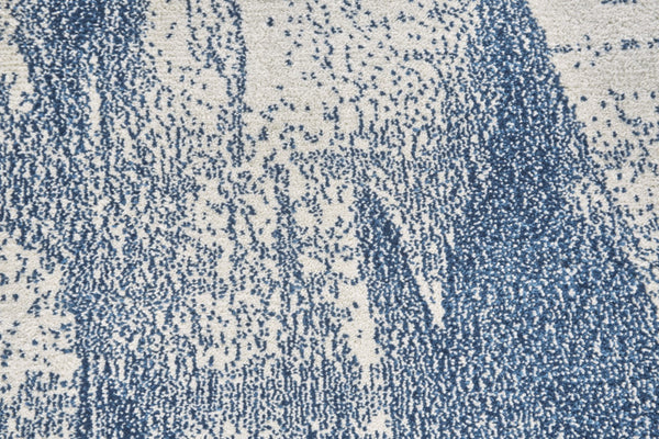 HomeRoots 7' Blue and Ivory Abstract Area Rug for Modern Comfort, Durable, Kid and Pet Friendly, Easy Care 7' X 10' 515251
