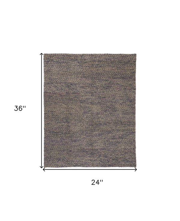 Homeroots 2' X 3' Purple And Gray Wool Hand Woven Distressed Area Rug Purple,Taupe,Gray Wool 515287