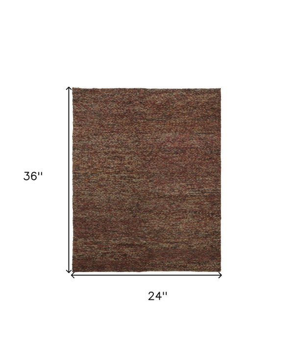 Homeroots 2' X 3' Orange Red Wool Hand Woven Distressed Area Rug Brown,Orange,Red Wool 515291