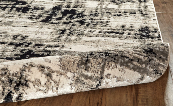 HomeRoots 9' Modern Black Gray and White Abstract Area Rug - Stylish, Durable Design for Any Room Space 4' X 6' 515292
