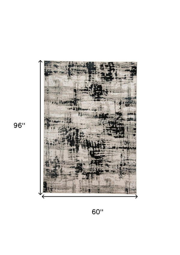 HomeRoots 9' Modern Black Gray and White Abstract Area Rug - Stylish, Durable Design for Any Room Space 5' X 8' 515293