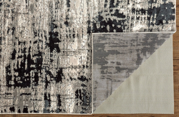HomeRoots 9' Modern Black Gray and White Abstract Area Rug - Stylish, Durable Design for Any Room Space 7' X 10' 515295