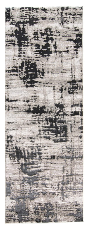 HomeRoots 9' Modern Black Gray and White Abstract Area Rug - Stylish, Durable Design for Any Room Space 8' Runner 515296