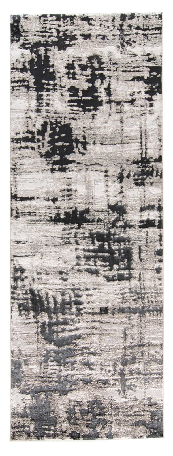 HomeRoots 9' Modern Black Gray and White Abstract Area Rug - Stylish, Durable Design for Any Room Space 8' Runner 515296