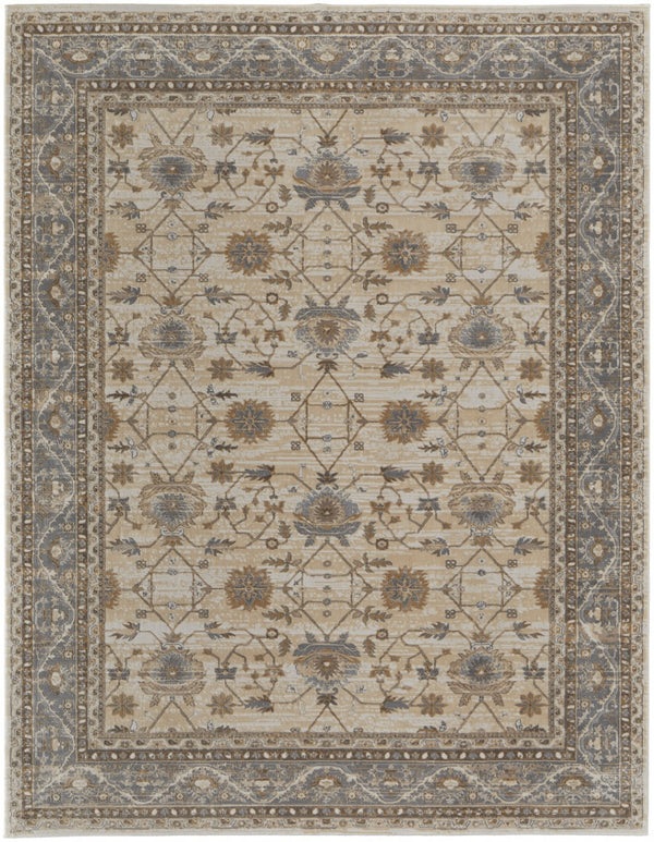 HomeRoots 9' Elegant Tan Ivory and Gray Oriental Area Rug for Luxurious Comfort in Any Room Decor Style 4' X 6' 515298