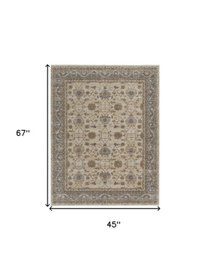 HomeRoots 9' Elegant Tan Ivory and Gray Oriental Area Rug for Luxurious Comfort in Any Room Decor Style 4' X 6' 515298