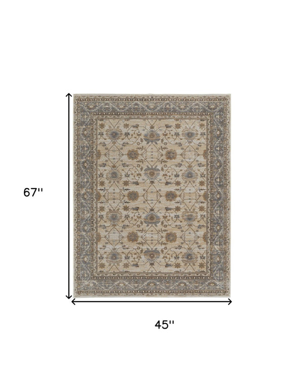 HomeRoots 9' Elegant Tan Ivory and Gray Oriental Area Rug for Luxurious Comfort in Any Room Decor Style 4' X 6' 515298