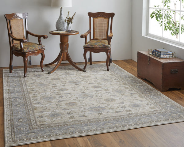 HomeRoots 9' Elegant Tan Ivory and Gray Oriental Area Rug for Luxurious Comfort in Any Room Decor Style 4' X 6' 515298