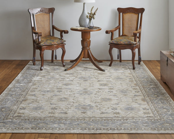HomeRoots 9' Elegant Tan Ivory and Gray Oriental Area Rug for Luxurious Comfort in Any Room Decor Style 4' X 6' 515298