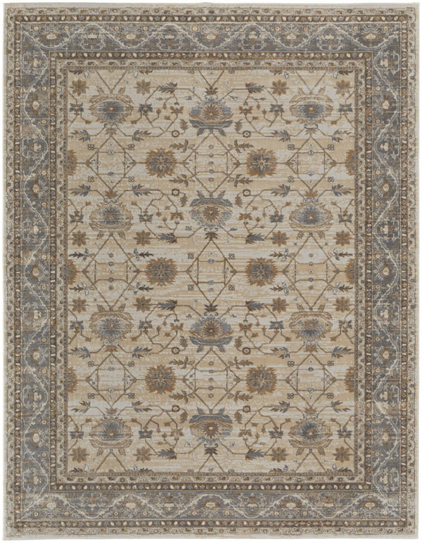 HomeRoots 9' Elegant Tan Ivory and Gray Oriental Area Rug for Luxurious Comfort in Any Room Decor Style 8' X 10' 515300