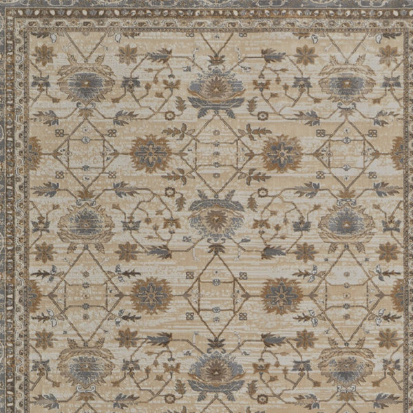 HomeRoots 9' Elegant Tan Ivory and Gray Oriental Area Rug for Luxurious Comfort in Any Room Decor Style 8' X 10' 515300