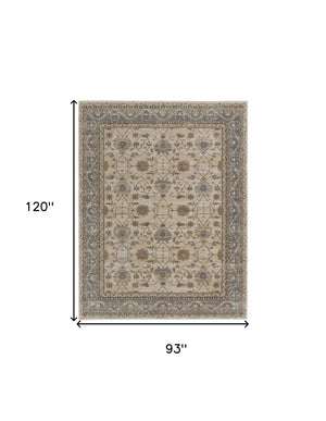 HomeRoots 9' Elegant Tan Ivory and Gray Oriental Area Rug for Luxurious Comfort in Any Room Decor Style 8' X 10' 515300