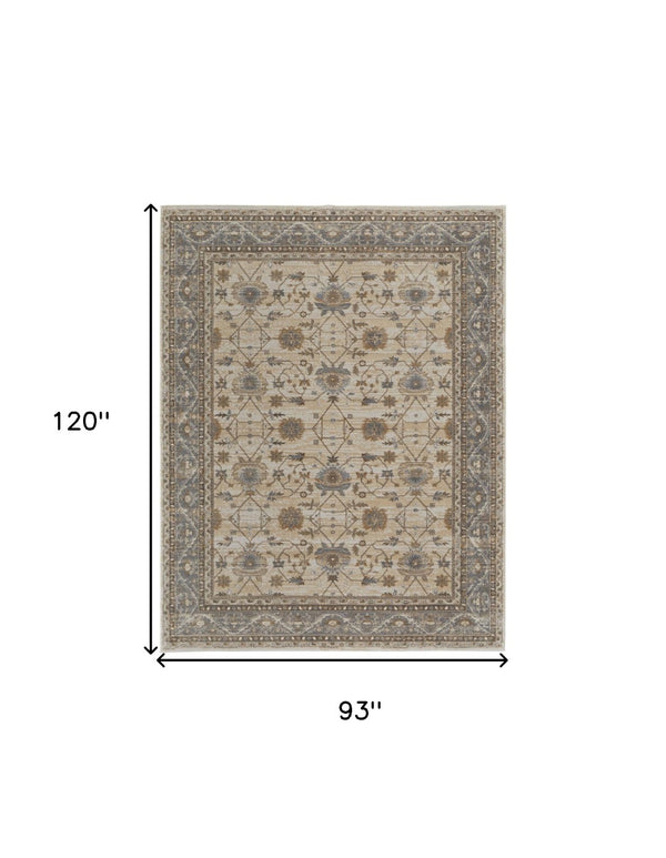 HomeRoots 9' Elegant Tan Ivory and Gray Oriental Area Rug for Luxurious Comfort in Any Room Decor Style 8' X 10' 515300