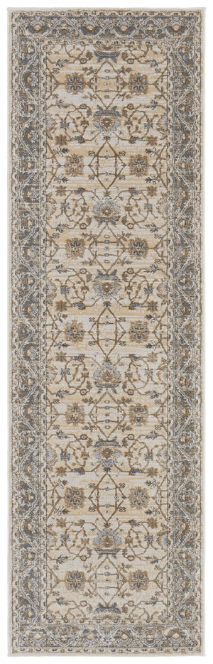 HomeRoots 9' Elegant Tan Ivory and Gray Oriental Area Rug for Luxurious Comfort in Any Room Decor Style 8' Runner 515301