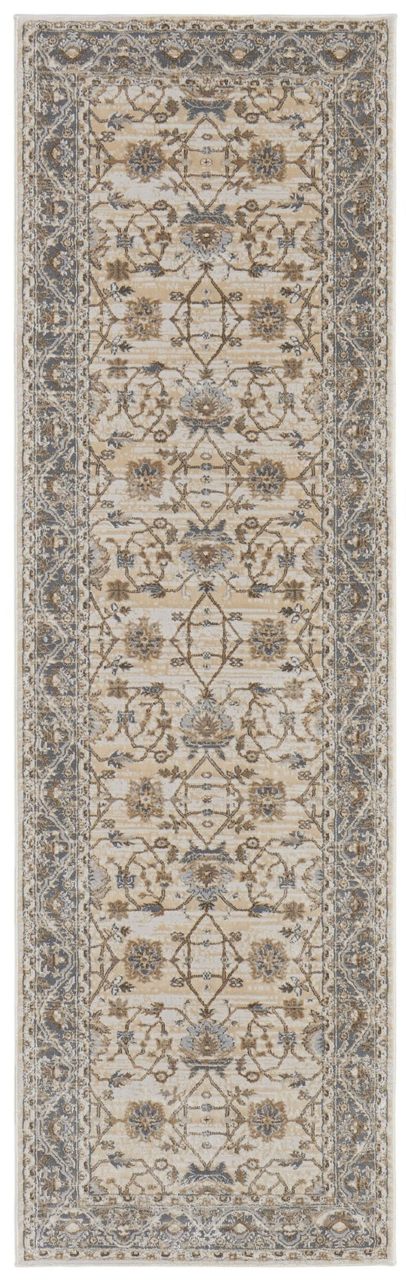HomeRoots 9' Elegant Tan Ivory and Gray Oriental Area Rug for Luxurious Comfort in Any Room Decor Style 8' Runner 515301