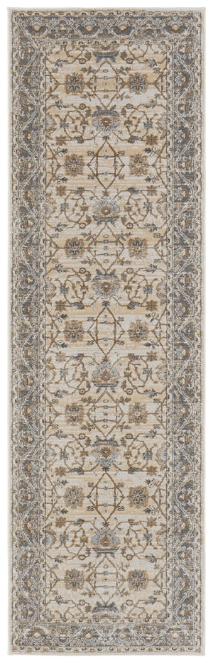 HomeRoots 9' Elegant Tan Ivory and Gray Oriental Area Rug for Luxurious Comfort in Any Room Decor Style 8' Runner 515301