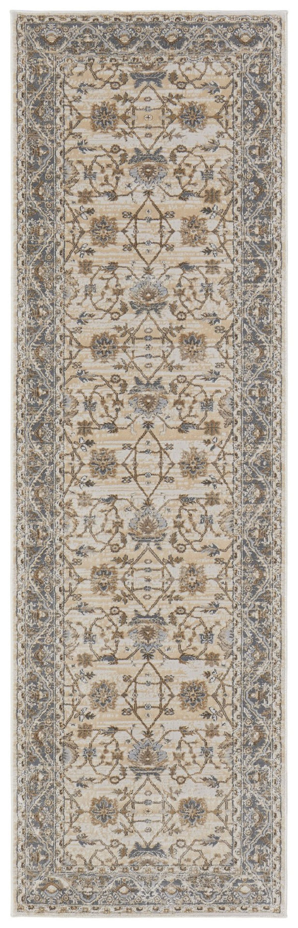HomeRoots 9' Elegant Tan Ivory and Gray Oriental Area Rug for Luxurious Comfort in Any Room Decor Style 8' Runner 515301