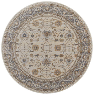 HomeRoots 9' Elegant Tan Ivory and Gray Oriental Area Rug for Luxurious Comfort in Any Room Decor Style 8' Round 515302