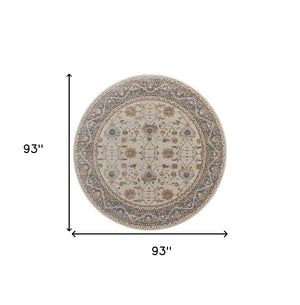 HomeRoots 9' Elegant Tan Ivory and Gray Oriental Area Rug for Luxurious Comfort in Any Room Decor Style 8' Round 515302