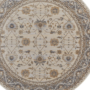 HomeRoots 9' Elegant Tan Ivory and Gray Oriental Area Rug for Luxurious Comfort in Any Room Decor Style 8' Round 515302