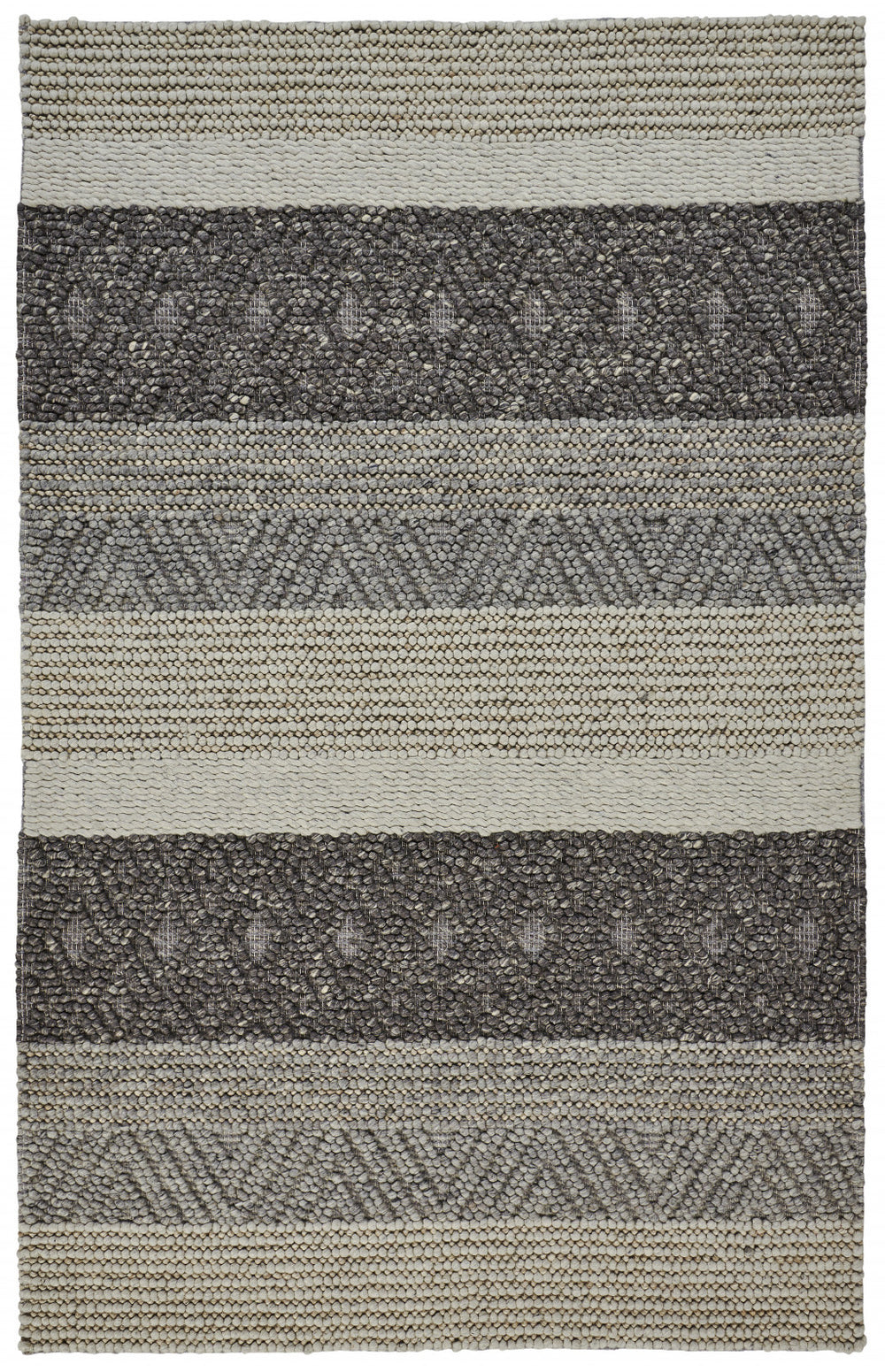 Homeroots 5' X 8' Gray Wool Striped Hand Woven Area Rug  Wool 515305