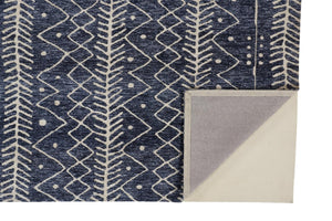 HomeRoots 10' Blue and Ivory Striped Area Rug – Stain-Resistant, Coastal Charm for Modern Homes and Busy Families 4' X 6' 515307