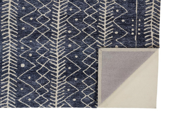 HomeRoots 10' Blue and Ivory Striped Area Rug – Stain-Resistant, Coastal Charm for Modern Homes and Busy Families 4' X 6' 515307