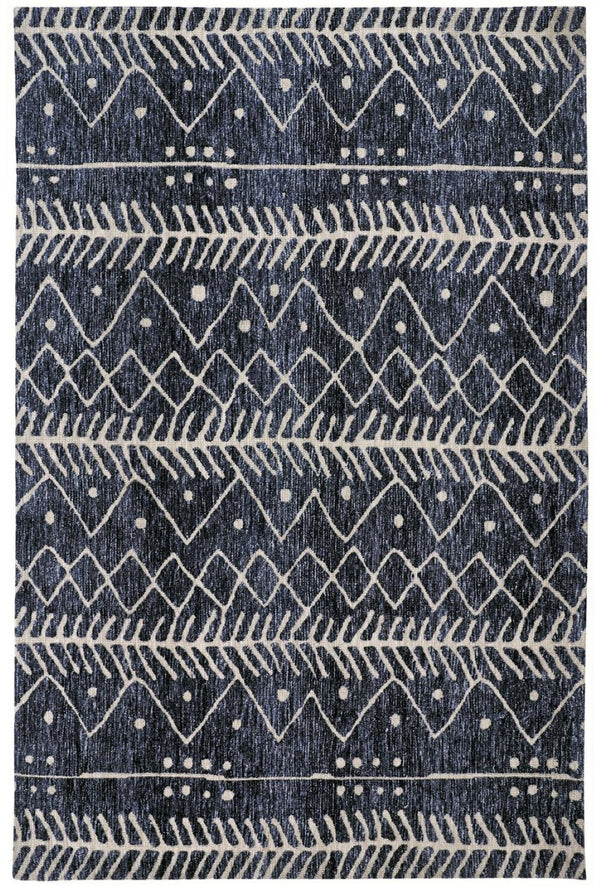 HomeRoots 10' Blue and Ivory Striped Area Rug – Stain-Resistant, Coastal Charm for Modern Homes and Busy Families 5' X 8' 515308