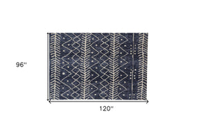 HomeRoots 10' Blue and Ivory Striped Area Rug – Stain-Resistant, Coastal Charm for Modern Homes and Busy Families 8' X 10' 515309