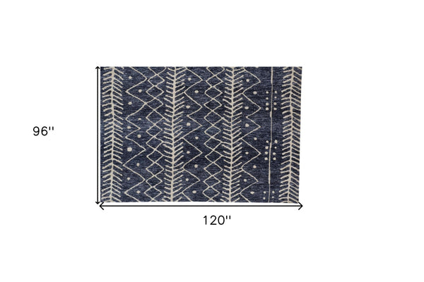 HomeRoots 10' Blue and Ivory Striped Area Rug – Stain-Resistant, Coastal Charm for Modern Homes and Busy Families 8' X 10' 515309