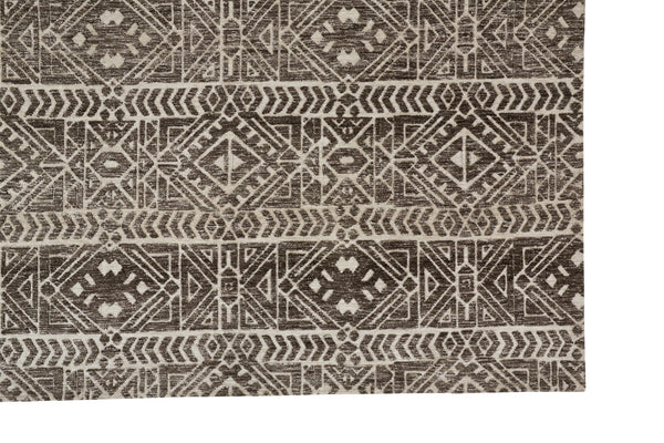 Homeroots 4' X 6' Brown Taupe And Ivory Striped Stain Resistant Area Rug Brown,Taupe,Ivory Polyester 515311