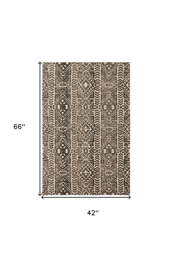 Homeroots 4' X 6' Brown Taupe And Ivory Striped Stain Resistant Area Rug Brown,Taupe,Ivory Polyester 515311