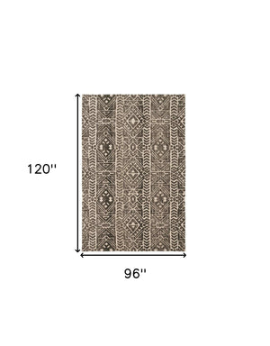 Homeroots 8' X 10' Gray And Ivory Striped Non Skid Area Rug Brown,Taupe,Ivory Polyester 515313