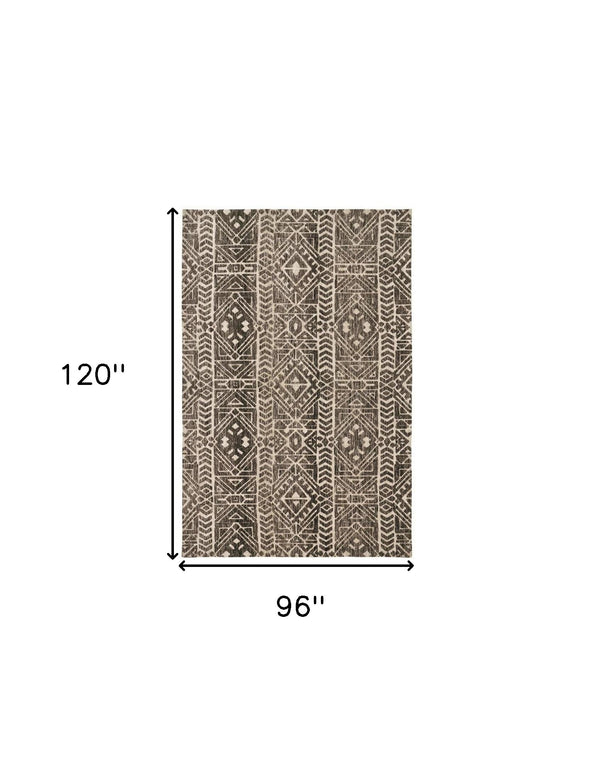 Homeroots 8' X 10' Gray And Ivory Striped Non Skid Area Rug Brown,Taupe,Ivory Polyester 515313