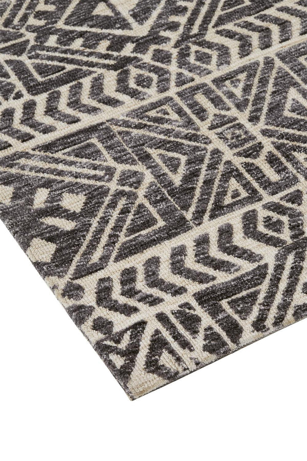Homeroots 5' X 8' Gray Black And Ivory Striped Stain Resistant Area Rug Gray,Black,Ivory Polyester 515316