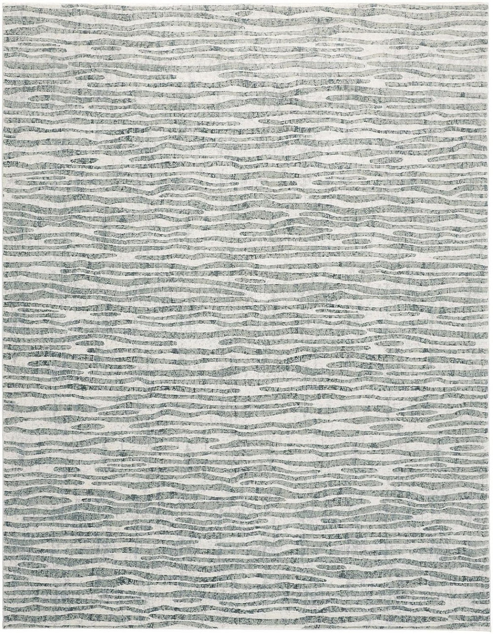 HomeRoots 10' Striped Distressed Area Rug in Gray-Green and Ivory - Stain Resistant, Elegant Home Decor Piece 8' X 10' 515321
