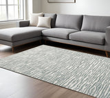 Homeroots 8' X 10' Gray And Ivory Striped Distressed Non Skid Area Rug  Polypropylene 515321