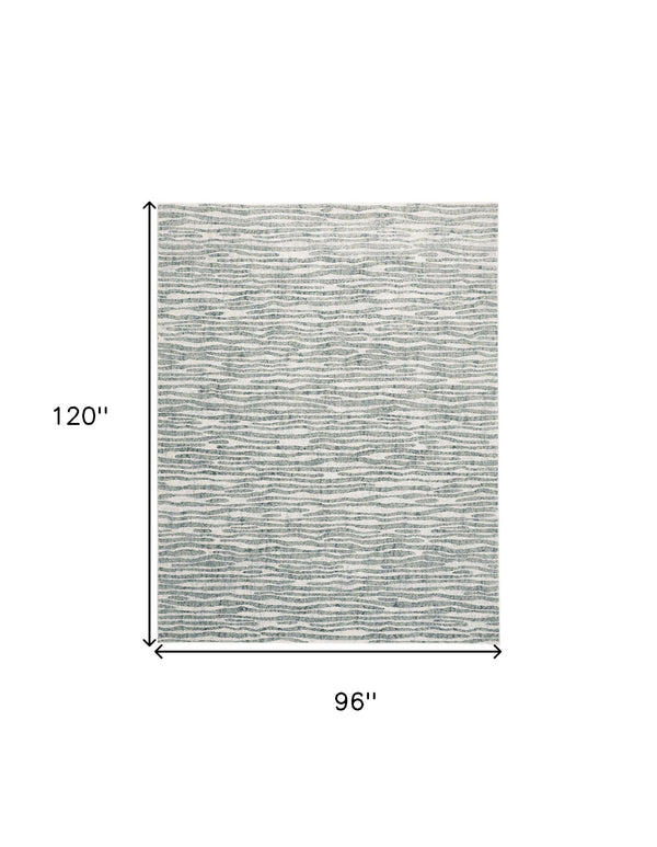 Homeroots 8' X 10' Gray And Ivory Striped Distressed Non Skid Area Rug  Polypropylene 515321