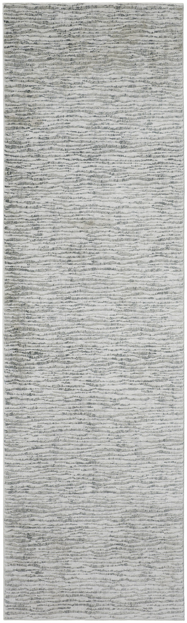 Homeroots 8' Gray Green And Ivory Striped Distressed Stain Resistant Runner Rug  Polypropylene 515323