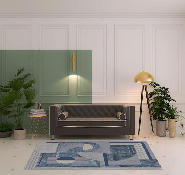 Homeroots 5' X 8' Blue Ivory And Gray Wool Striped Tufted Handmade Area Rug  Wool 515326